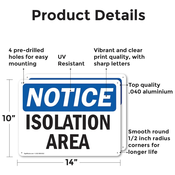 Isolation Area, 14 In W X Rectangle, Aluminum